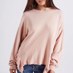 Current/Elliott Slouchy Ruffle Hem Sweater Size 0 XS 100% Cotton Drop Shoulder